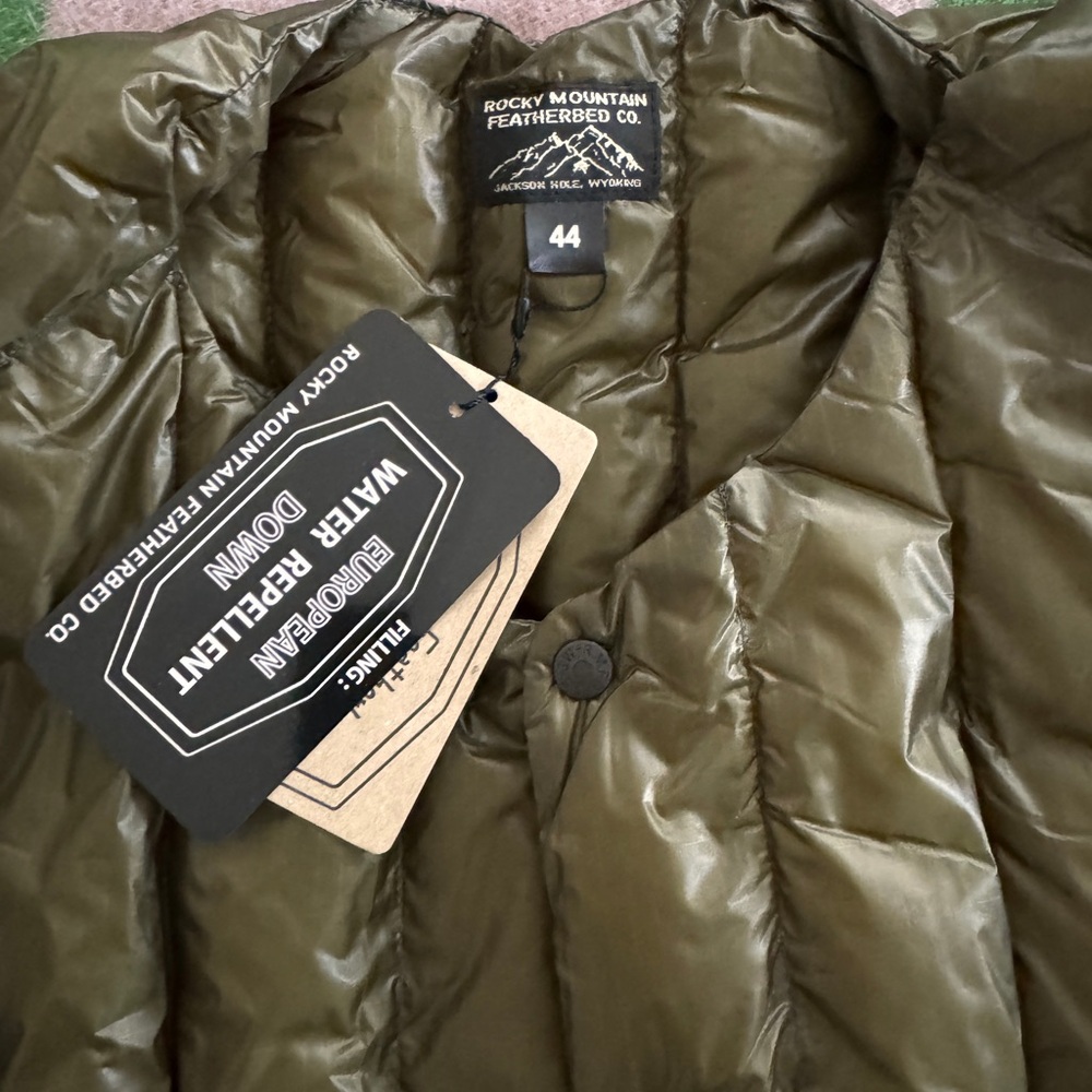 Rocky Mountain Featherbed Co. Olive Green Down Sweater NWT - Picture 5 of 8